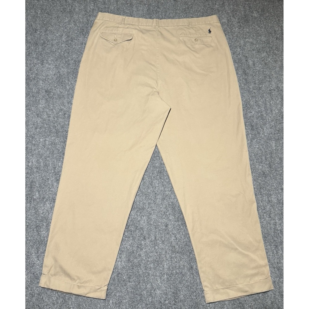 Polo Ralph Lauren Big Hammond Pants Men 46Bx32 Beige Pleated Khakis Fit 44X31